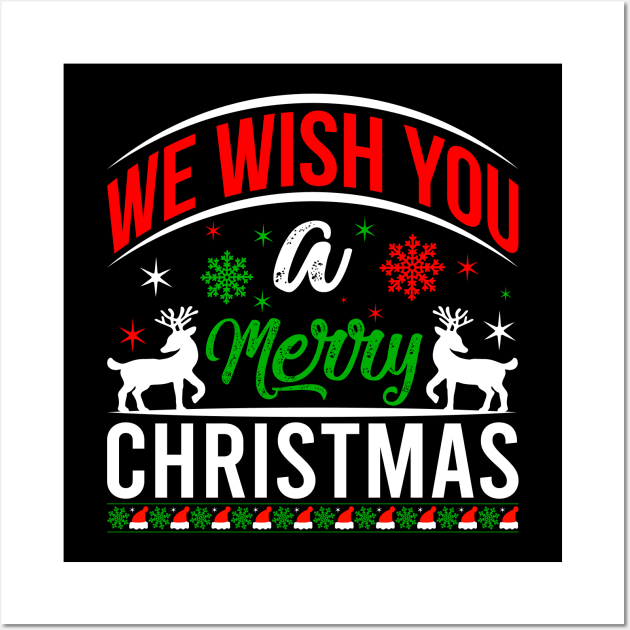 We Wish You a Merry Christmas Cute Xmas Pajama Family Group. Wall Art by ValareanCie